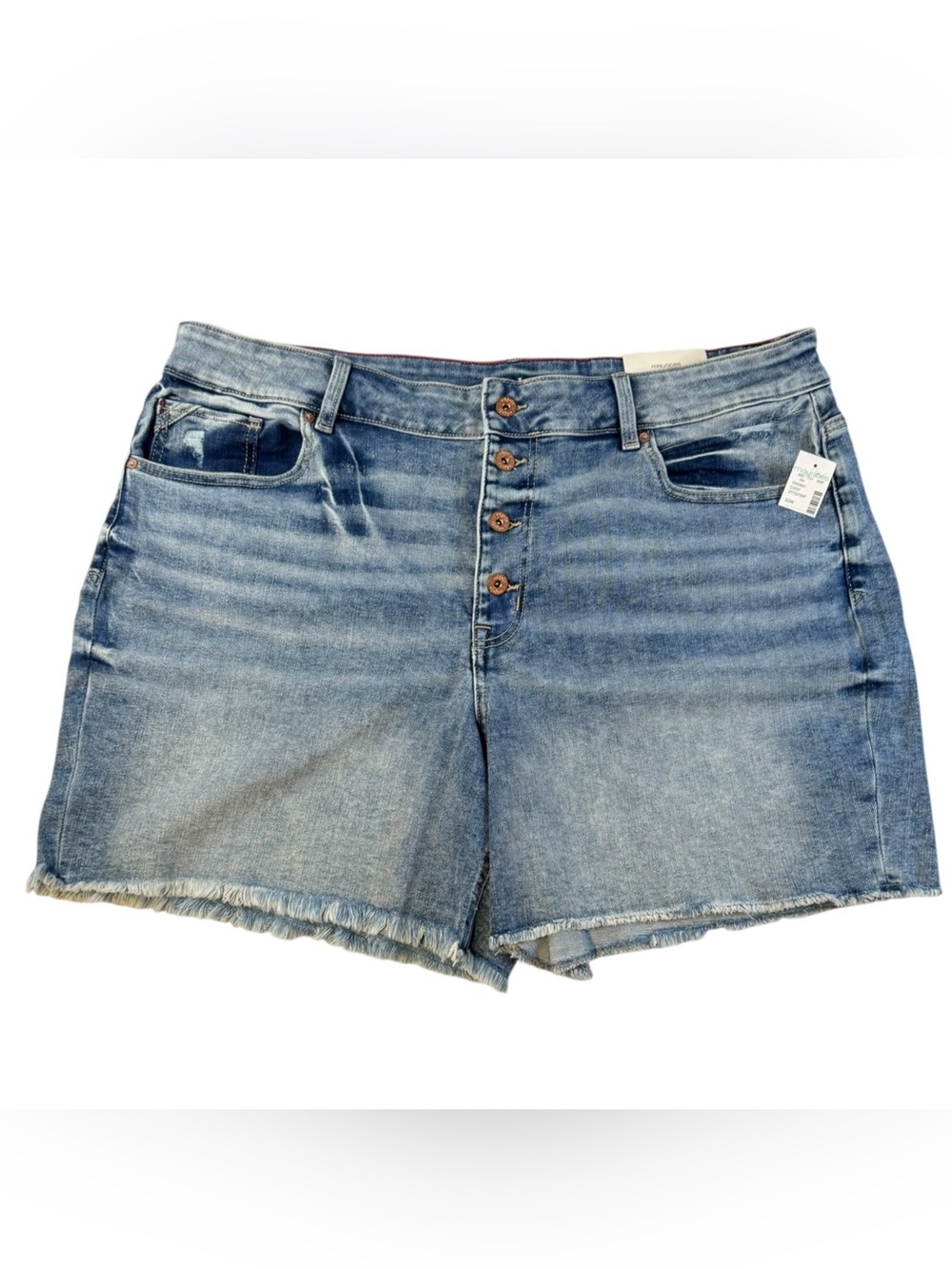 Maurices Light Blue High-Rise Button-Front Denim Shorts